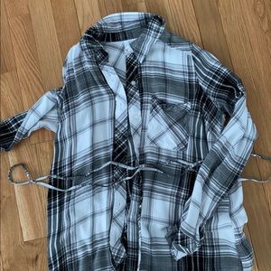 Motherhood Maternity Plaid tunic, small
